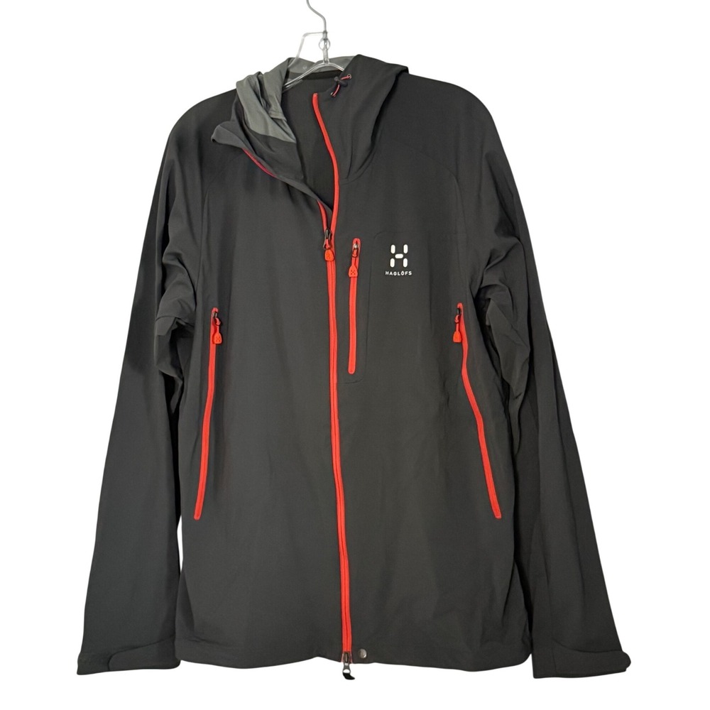 Haglofs Rando Hybrid Jacket Gray Orange Hooded Softshell Magnetite - XLarge